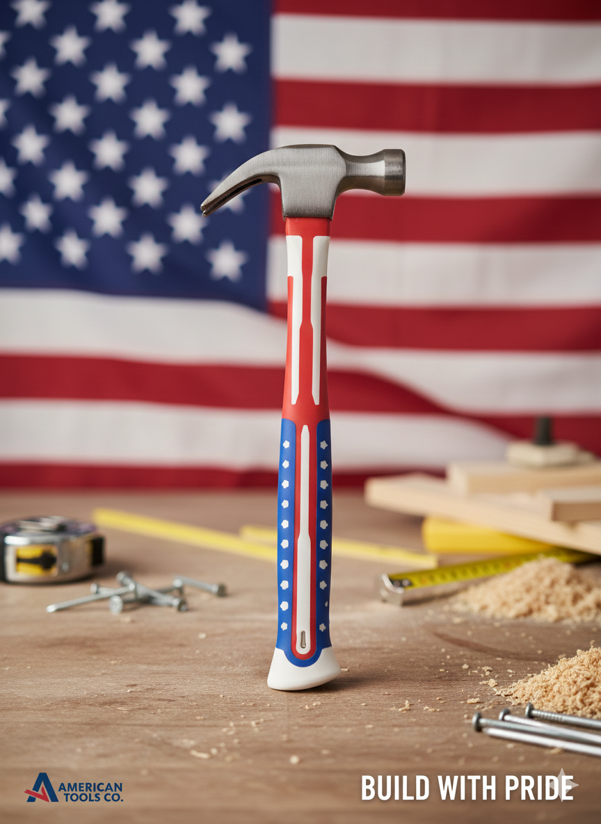 Молоток гвоздодер, сталь, термопластичная ручка, отверстие для гвоздя — фото 1