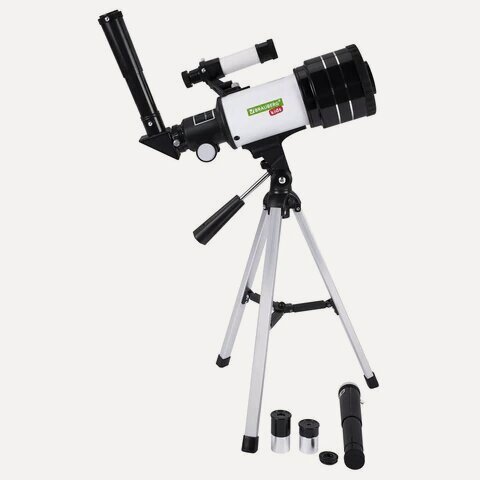 Изображение товара Телескоп рефрактор астрономический настольный, увеличение 150х, объектив 70 мм, фокус. 300 мм, видоискатель, BRAUBERG KIDS 70300, 391397