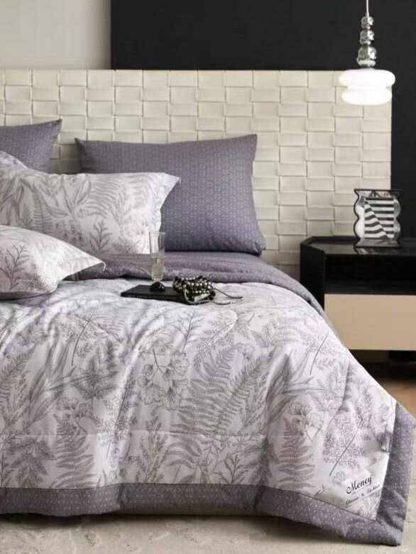 Постельное белье с одеялом евро с простыней на резике, хлопок 100% Сатин Mency Men-5B