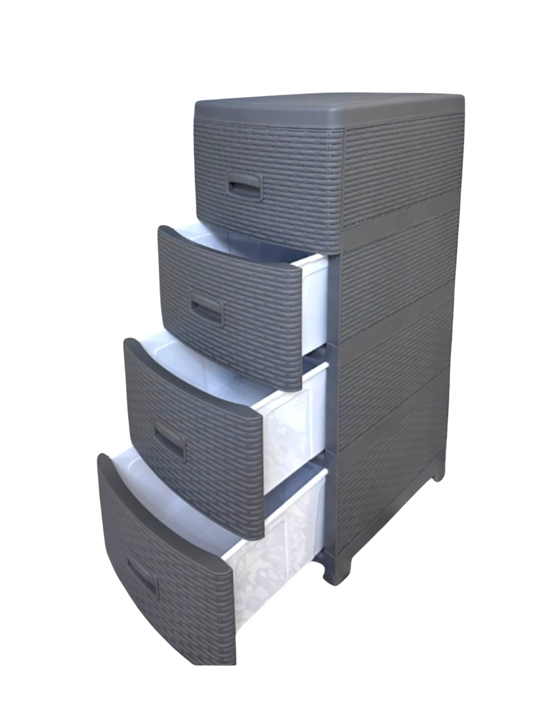 Комод пластиковый, текстура под ротанг, для хранения одежды и аксессуаров, 4 ящика