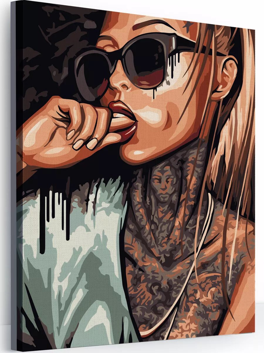 Картина по номерам на холсте с подрамником 40х50 см Девушка в тату