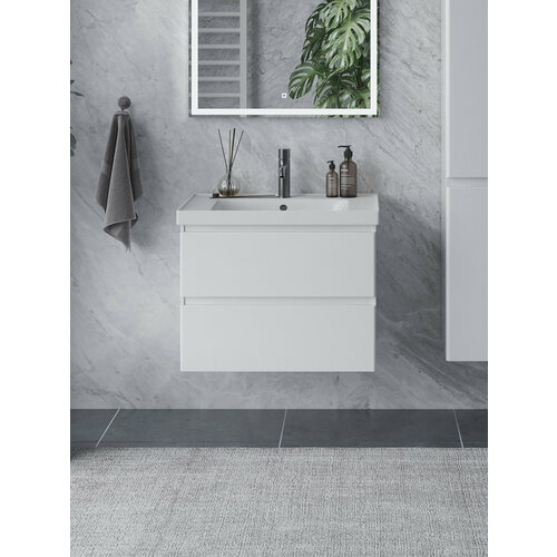 фото Тумба подвесная sanstar riana 70 с раковиной грейс 70 (комплект) для ванной комнаты, белая