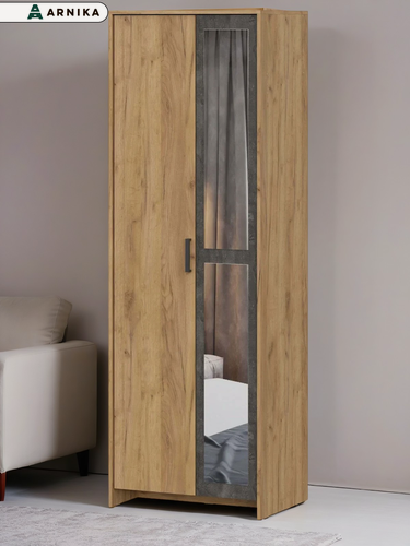 Изображение товара Шкаф двухстворчатый Арника "Лофт", ЛДСП, с зеркалом, штанга для вешалок, коричневый