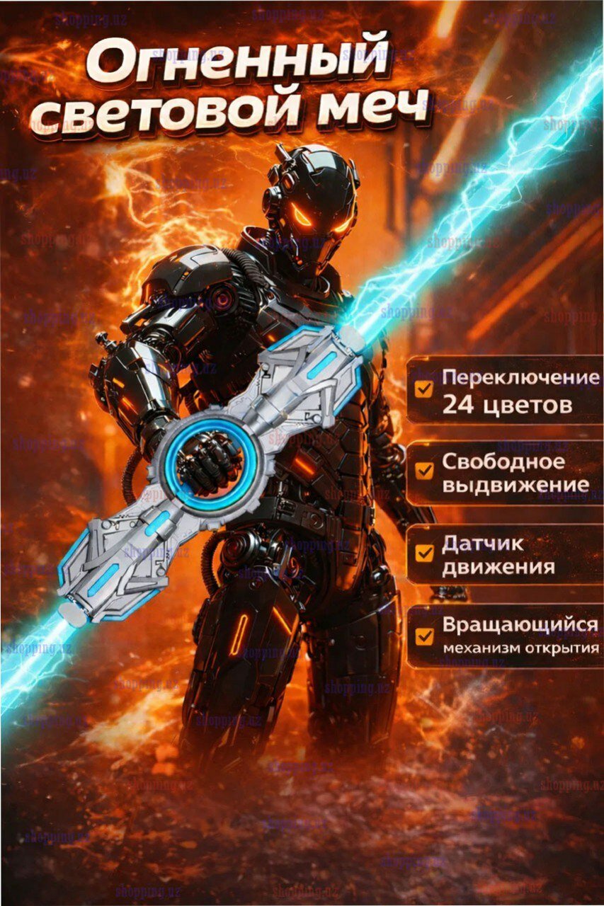 Световой меч, двусторонний, LED-подсветкой, вращающийся, цвет любой