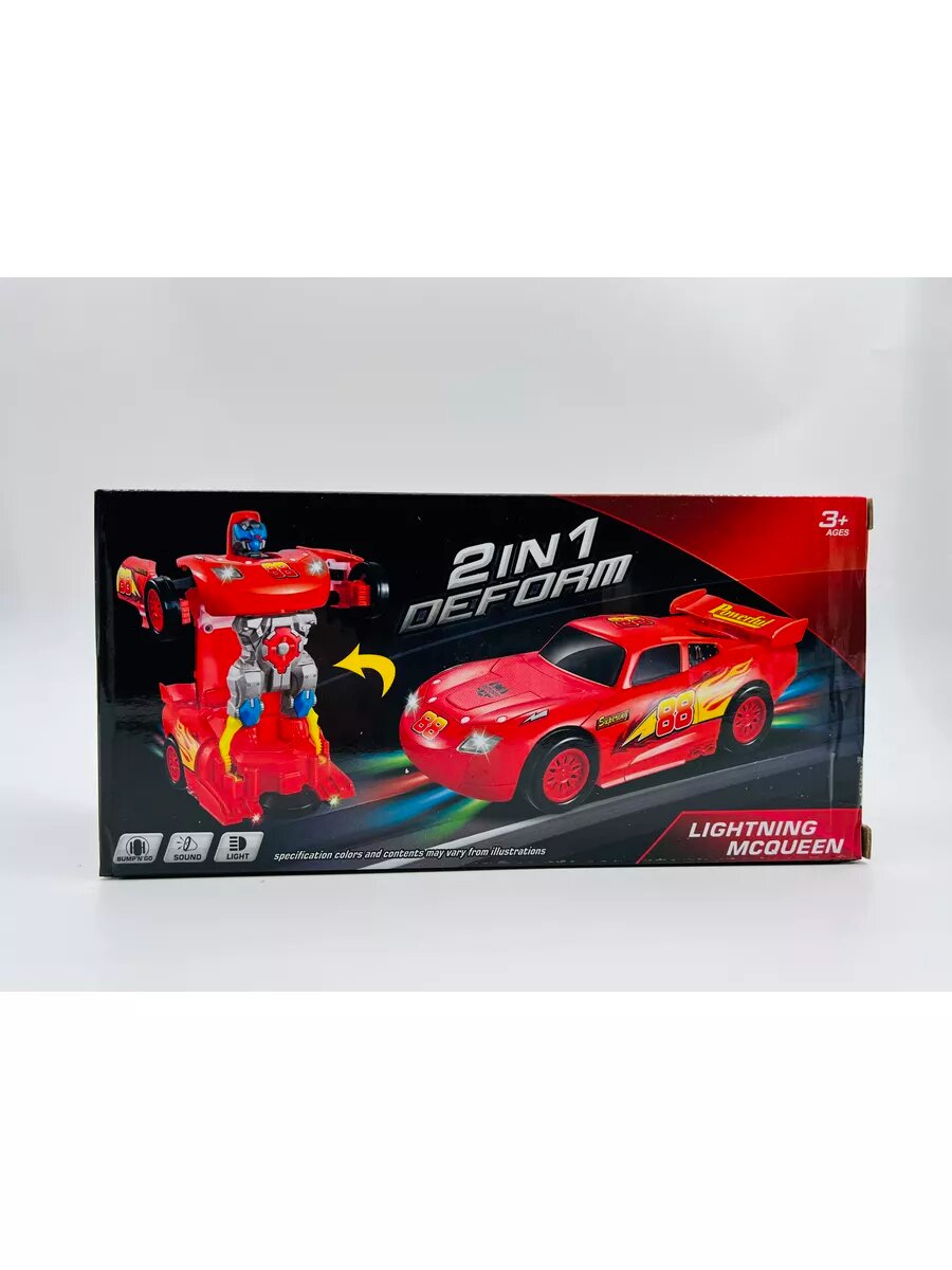 Робот-трансформер Lightning McQueen с эффектами звука, света и трансформации из машины в робота. — фото 1