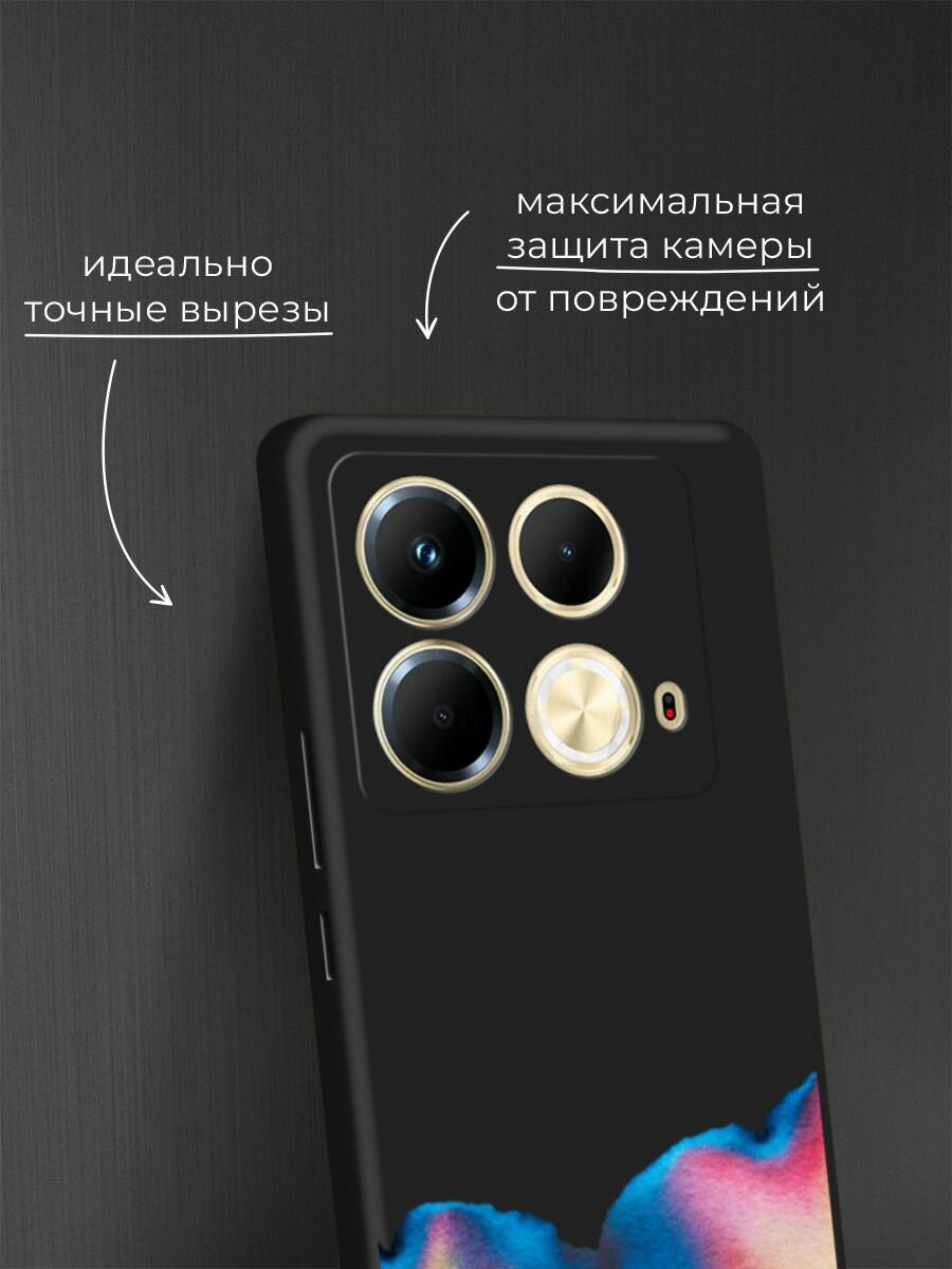 Черный матовый чехол на Infinix Note 40 / Инфиникс Нот 40 с принтом Акварельное сочетание — фото 1