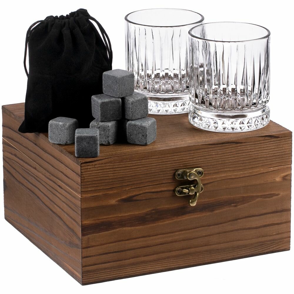 Подарочный набор Rock and Cold, коробка: 20,2х18,8х11,2 см; стакан: диаметр 7,4 см, высота 8,4 см; мешочек: 8,5х12 см; камень: 2х2х2 см
