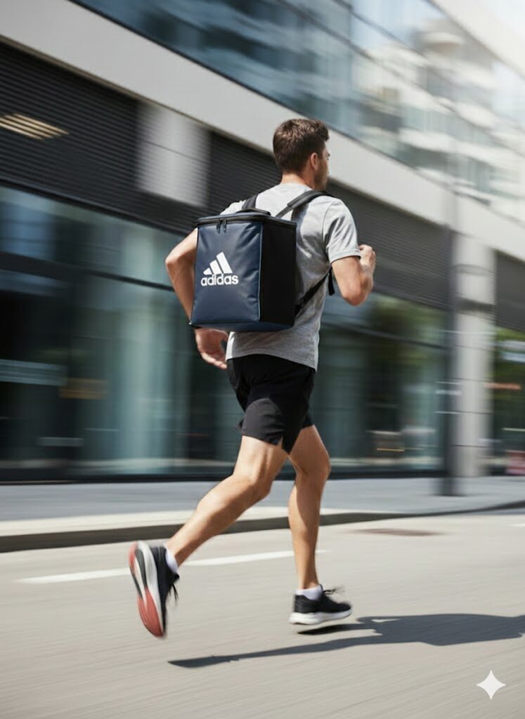 Сумка-рюкзак  Adidas, фактура рельефная, гладкая, темно-синий 2 — фото 1