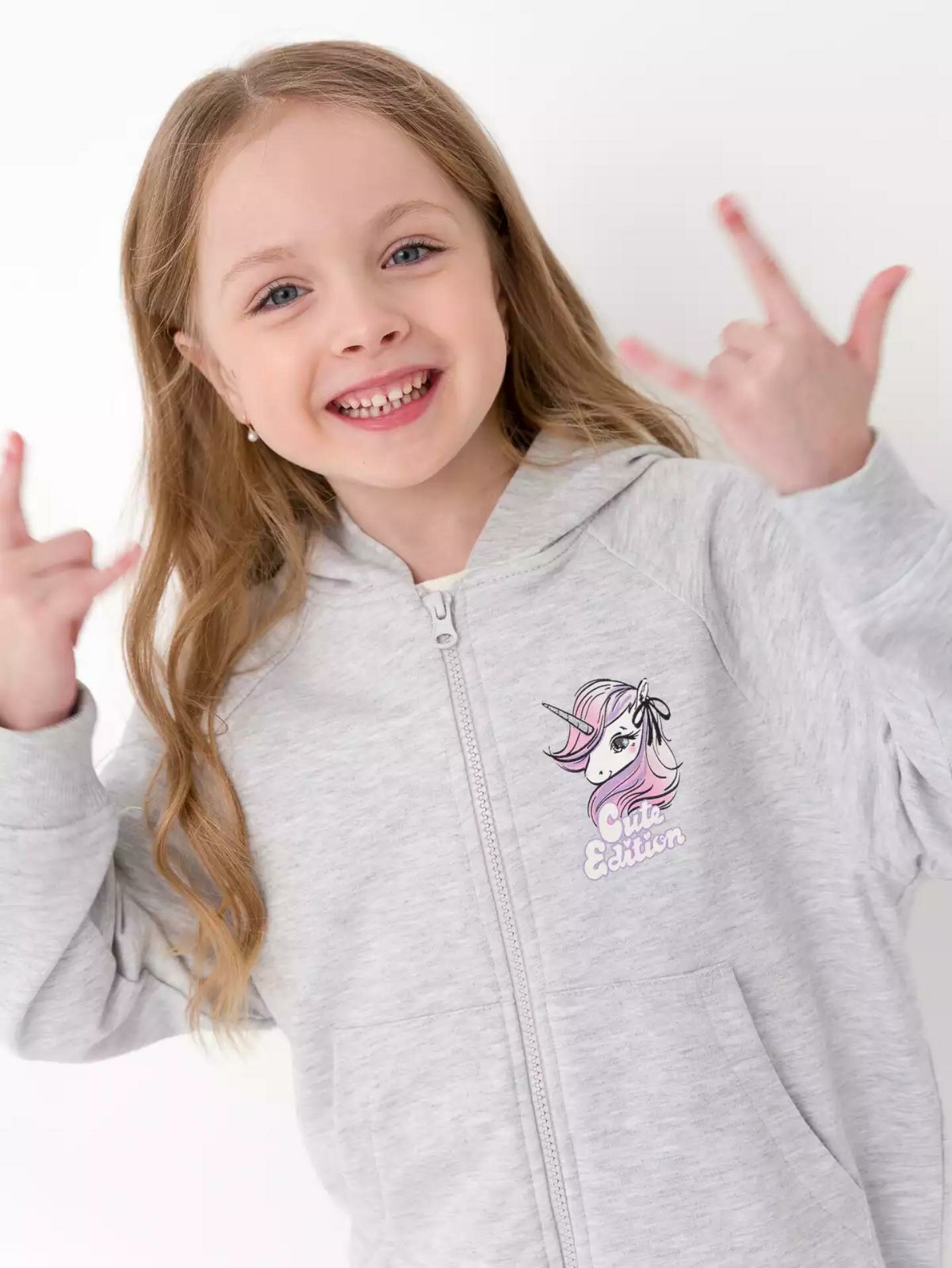 Толстовка neo, размер 98, серый меланж — фото 1