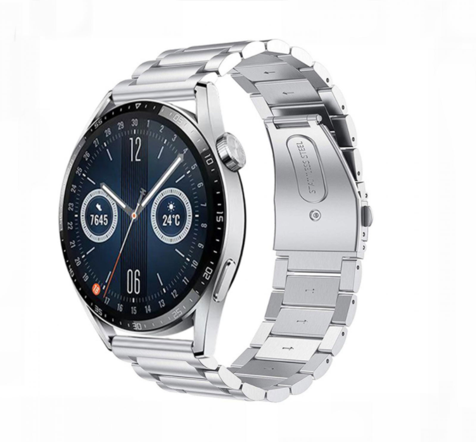 Сменный стальной ремешок MyPads Inox Clip для HUAWEI WATCH GT 3 (46 мм) с раскладным замком-бабочкой серебристый