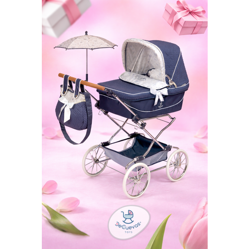 Коляска для кукол люлька с сумкой и зонтом DeCuevas Toys 82044, высота ручки 90 см, серия 