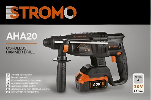 Изображение товара Аккумуляторный бесщеточный перфоратор Stromo AHA20, 20В, 4Ач, ЗУ