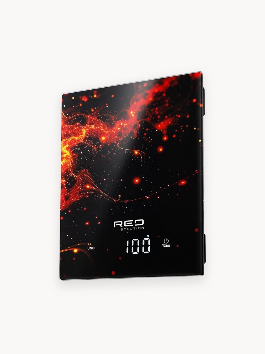 Весы кухонные RED SOLUTION "S729", точность 1г, сенсорное управление, закаленное стекло, черно-красные