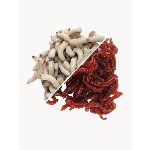 Съедобная мягкая белковая приманка Опарыш+Мотыль по 5 гр / ок 90 шт отборный свежайший от апр'25