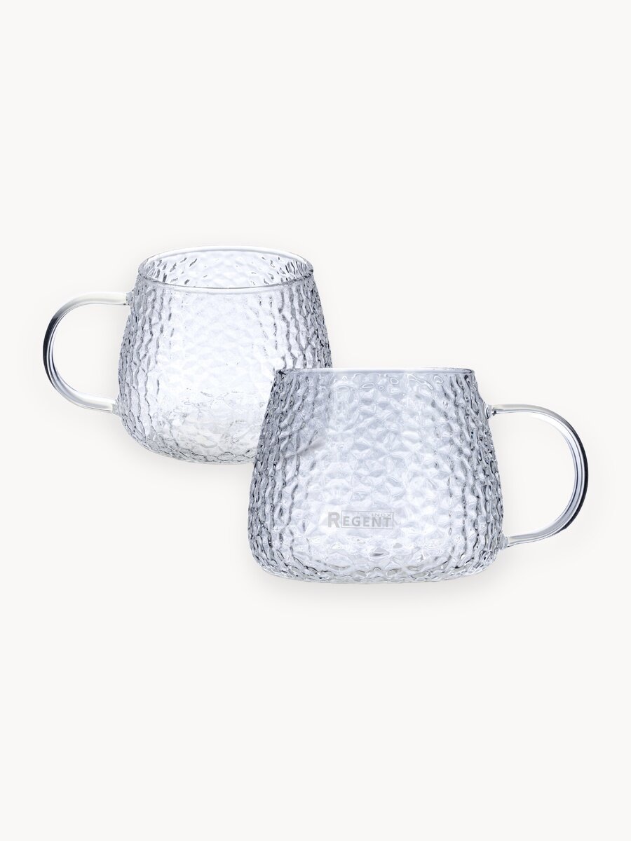 Кружки для чая и кофе 430 мл стеклянные, 2 шт Regent inox linea FRANCO
