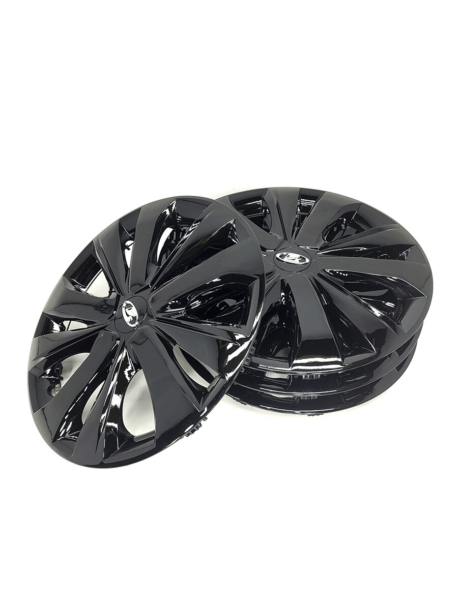 Колпаки R15 Lada Vesta / ВАЗ 2180 (черные, с эмблемой, 4 шт.)