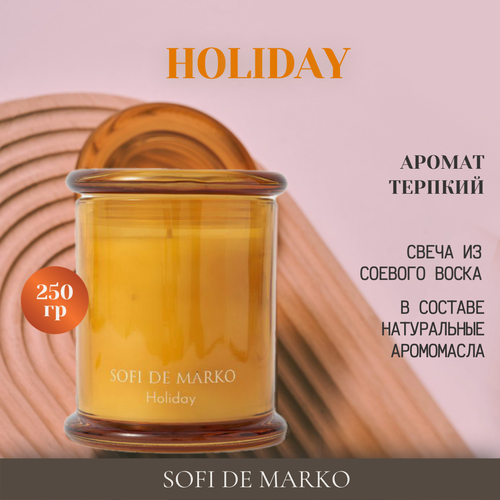 Изображение товара Свеча Ароматическая Sofi de Marko Holiday (250гр) Аромат: фруктовый: яблоко, лайм, вишня, клюква, амбровое дерево;
