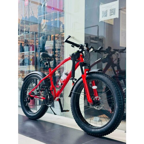 Fatbike Горный велосипед Фэтбайк GROM, 26*4.0 дюймов / взрослый, мужской и женский для прогулки / скоростной, спортивный велик для подростков красный