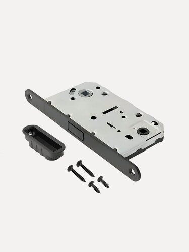 Изображение товара Защелка врезная Code Deco 5300-MC-WC-BLM с фиксатором, черная, пластиковый язычок, артикул 31294 для межкомнатных дверей