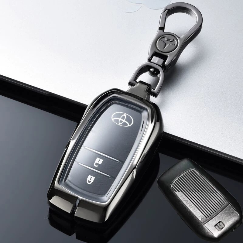 Кейс для ключа RAV4 2-кнопочный, Piano Black с металлическим замком, подходит для Toyota RAV4 2023