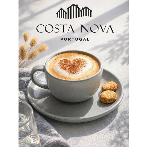 фото Costa nova чайная пара с блюдцем серая "pacifica artichoke" 1 шт, 220 мл. ударопрочная, профессиональная керамика.