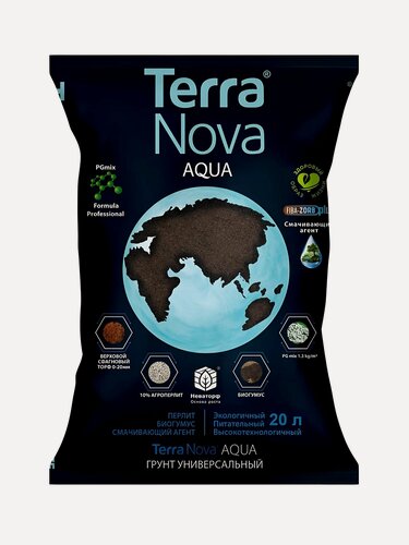 Изображение товара Грунт универсальный Terra Nova Aqua 20 л с биогумусом и агроперлитом для сада и огорода, повышение урожайности, Россия