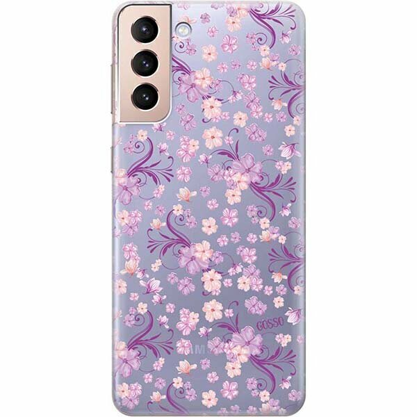 Ультратонкий силиконовый чехол-накладка ClearView 3D для Samsung Galaxy S21+ с принтом "Lilac Flowers"