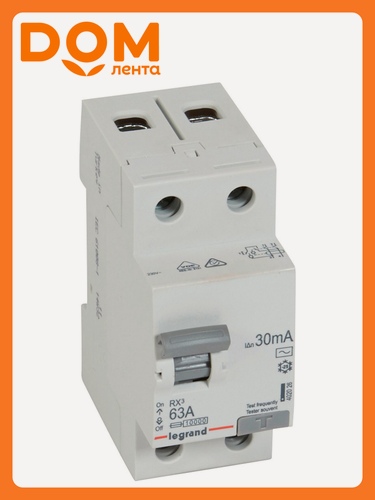 Изображение товара Дифференциальный выключатель Legrand RX3 2Р АС 63А 30 мА