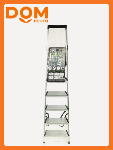Изображение товара Стремянка ZALGER, алюминий, 6 ступеней, с лотком для инструментов, серебристая