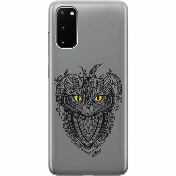 Ультратонкий силиконовый чехол-накладка для Samsung Galaxy S20 с 3D принтом "Grand Owl"