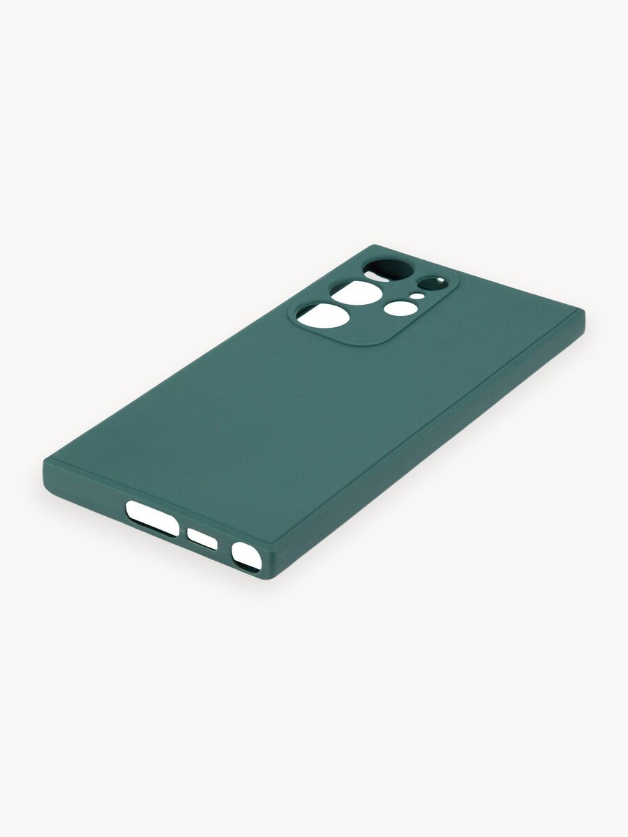 Матовый силиконовый чехол BROSCORP на Samsung Galaxy S23 Ultra (Самсунг Галакси С23 Ультра), тонкий, тёмно-зелёный