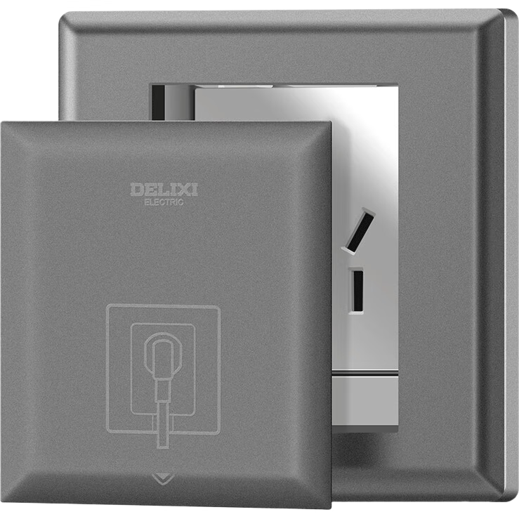 DELIXI 10А пятиконтактная скрытая розетка для холодильника в звездном сером цвете Тип：Скрытая пятиконтактная розетка