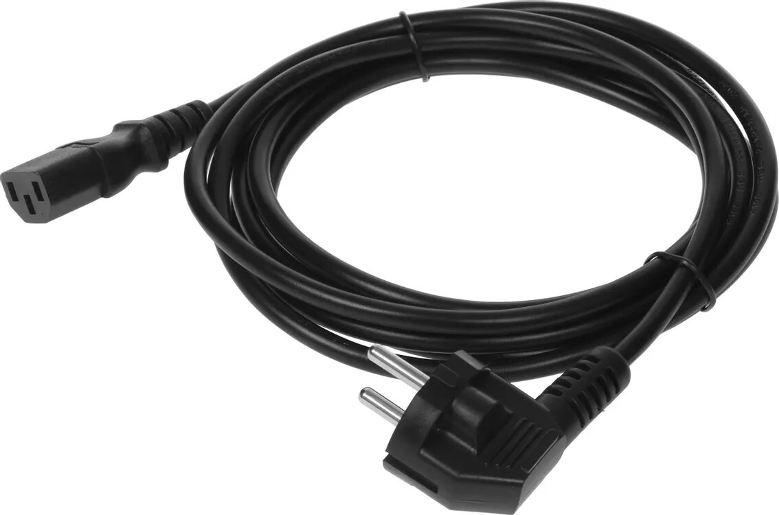 Шнур питания Rem (R-10-Cord-C13-S-3) C13-Schuko проводник. 3x1мм2 3м 220В 10А (упак. 1шт) черный