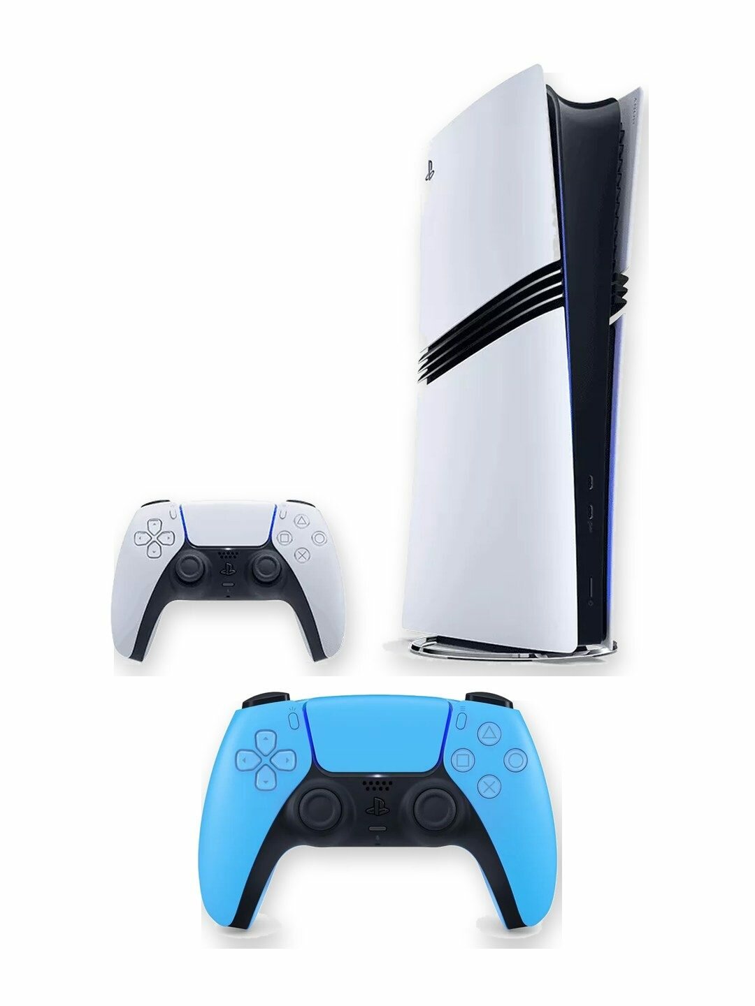 Игровая приставка Sony PlayStation 5 Pro 2 ТБ без дисковода, белая, европейская версия + 2-й геймпад DualSense Starlight Blue