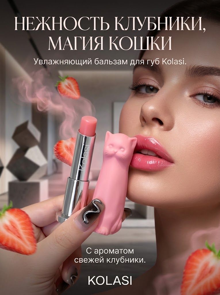 Бальзам для губ в форме кошки, удаляет омертвевшие клетки кожи и уменьшает морщины на губах