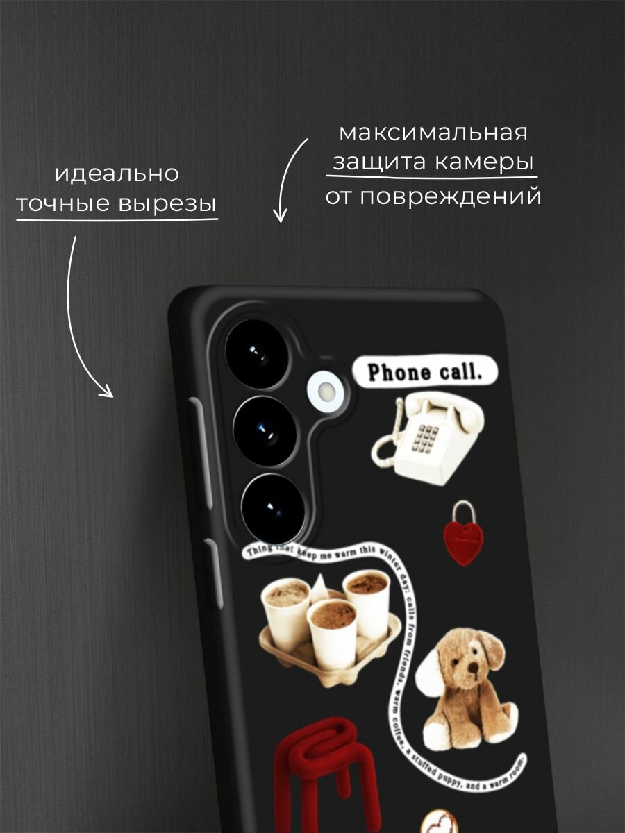 Черный матовый чехол на Samsung S26 Plus / Самсунг S26 Плюс с принтом Phone call — фото 1