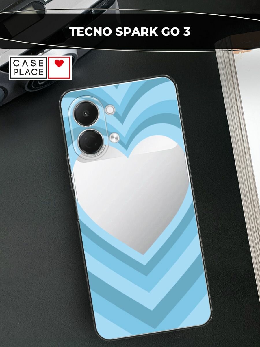Чехол на Tecno Spark Go 3 / Текно Спарк Го 3 с принтом Blue heart, прозрачный