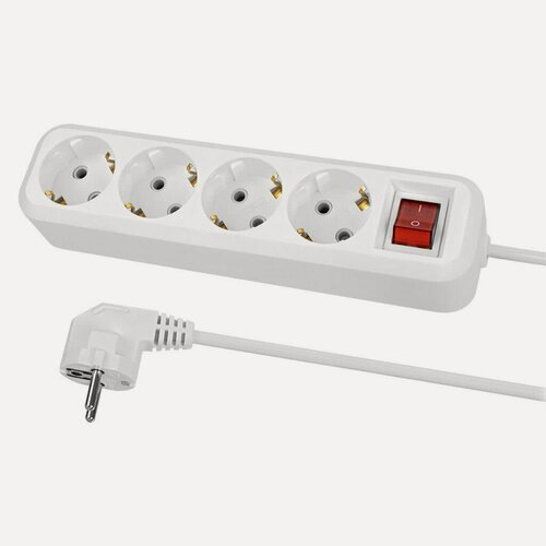 Изображение товара Удлинитель TDM Electric Народный 10 метров, 4 розетки с заземлением, выключатель, 10А, 2300Вт, белый, SQ1303-1