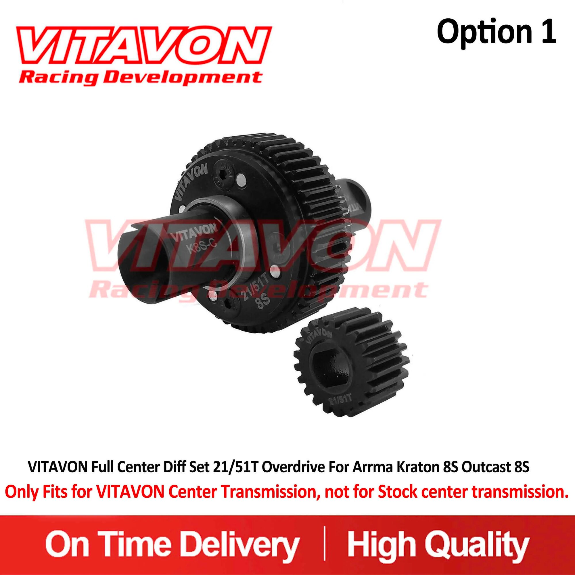 Комплект центрального дифференциала VITAVON 21/51T Overdrive для центральной трансмиссии VITAVON, подходит для Arrma Kraton 8S, Outcast 8S
