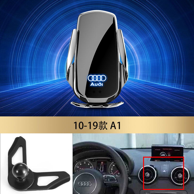 Беспроводная зарядка 15Вт для телефона в авто, крепление для Audi A1 2010-2019 серебристый с поддержкой навигации