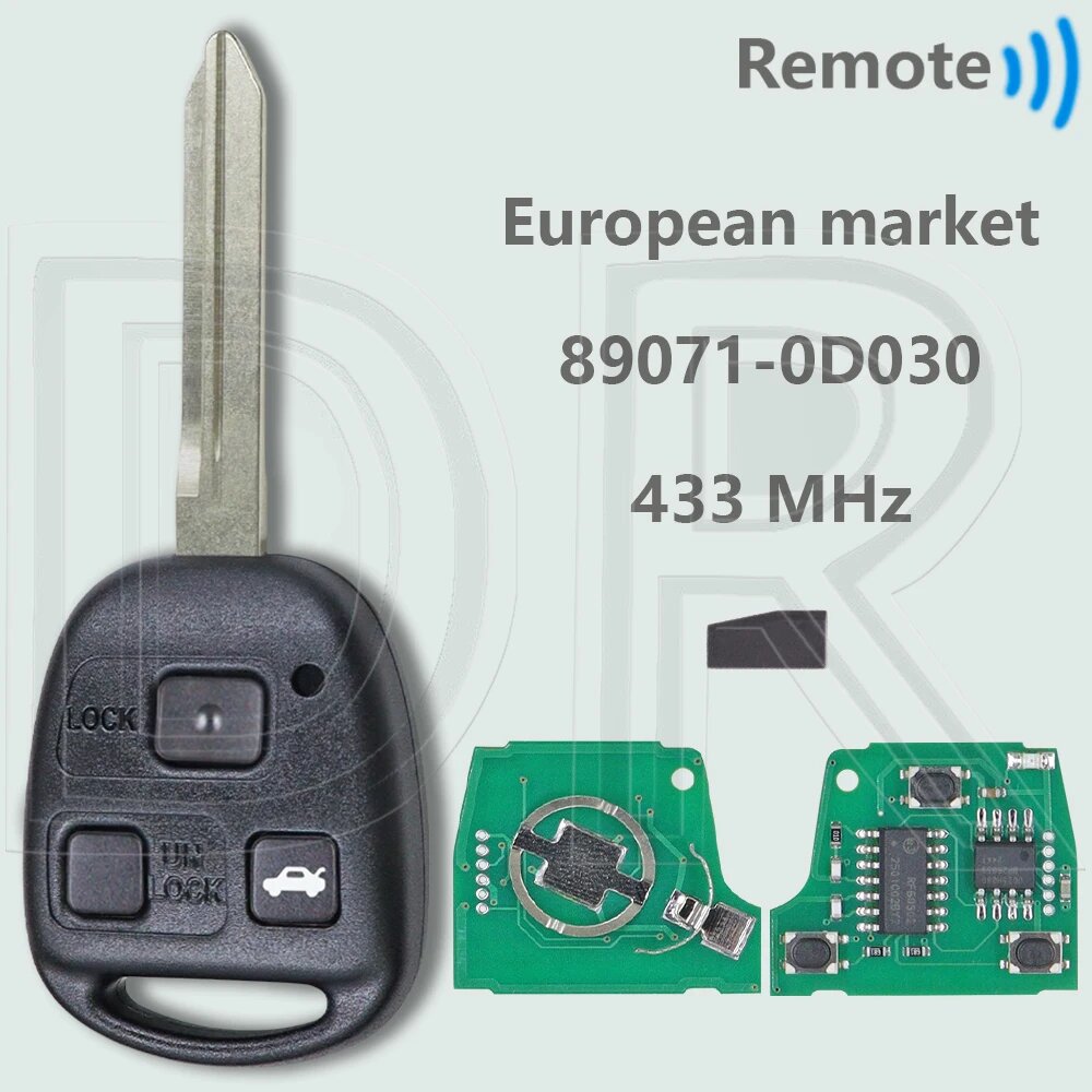 DR VALEO 736716-A 433 МГц 4C/4D67Chip 89071-0D030 Ключ дистанционного управления 3 BT TOY47, 4C Chip