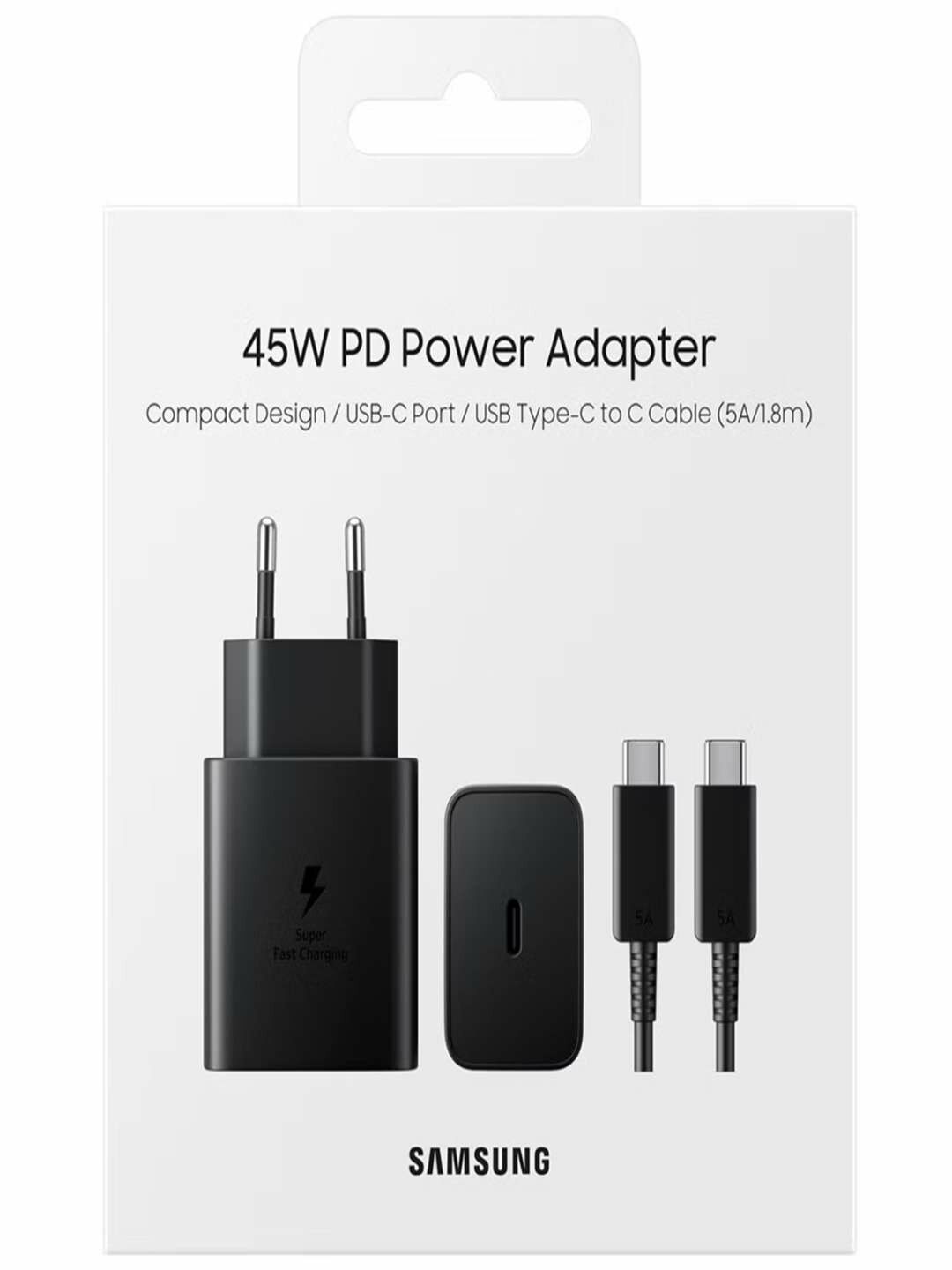 Зарядка Samsung 25w original, c кабелем type-с, usb-c, чёрного цвета.