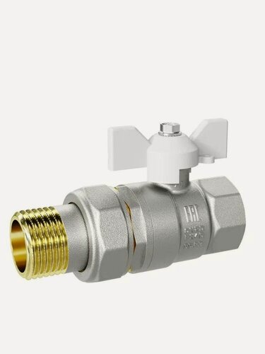 Изображение товара Кран шаровой с американкой прямой 3/4" LD Pride DN20 НР/ВР латунный 47.20. В-ГШ. Б (white)