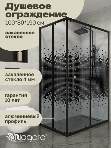 Изображение товара Душевой уголок Niagara Eco NG-1018-14QBLACK (100x80x190 см)