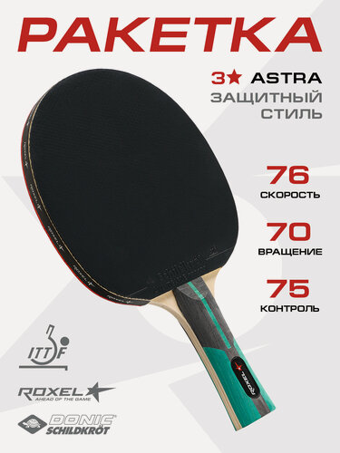 Изображение товара Ракетка для настольного тенниса Roxel 3* Astra, рукоятка коническая