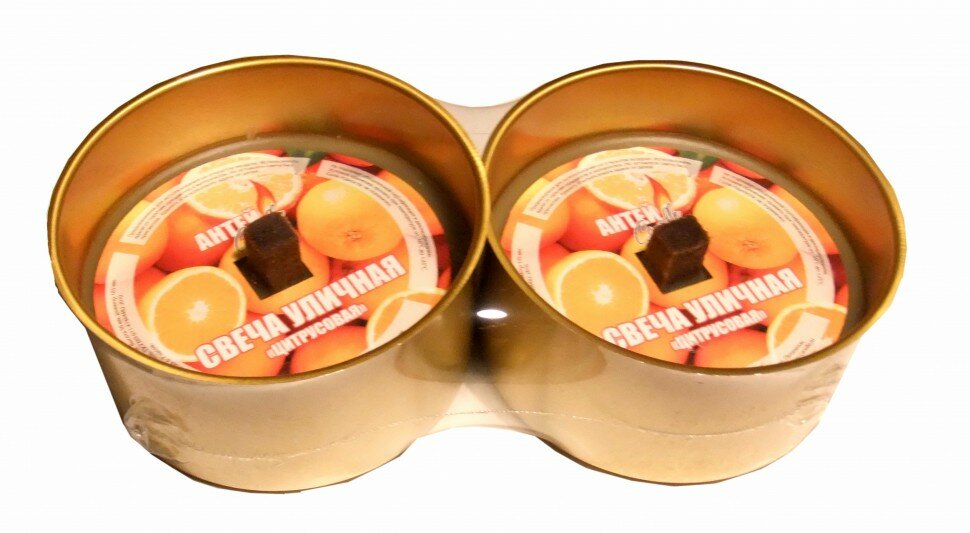 Свеча уличная антей Candle  Цитрус   парафин  время горения 7 ч  2 шт 