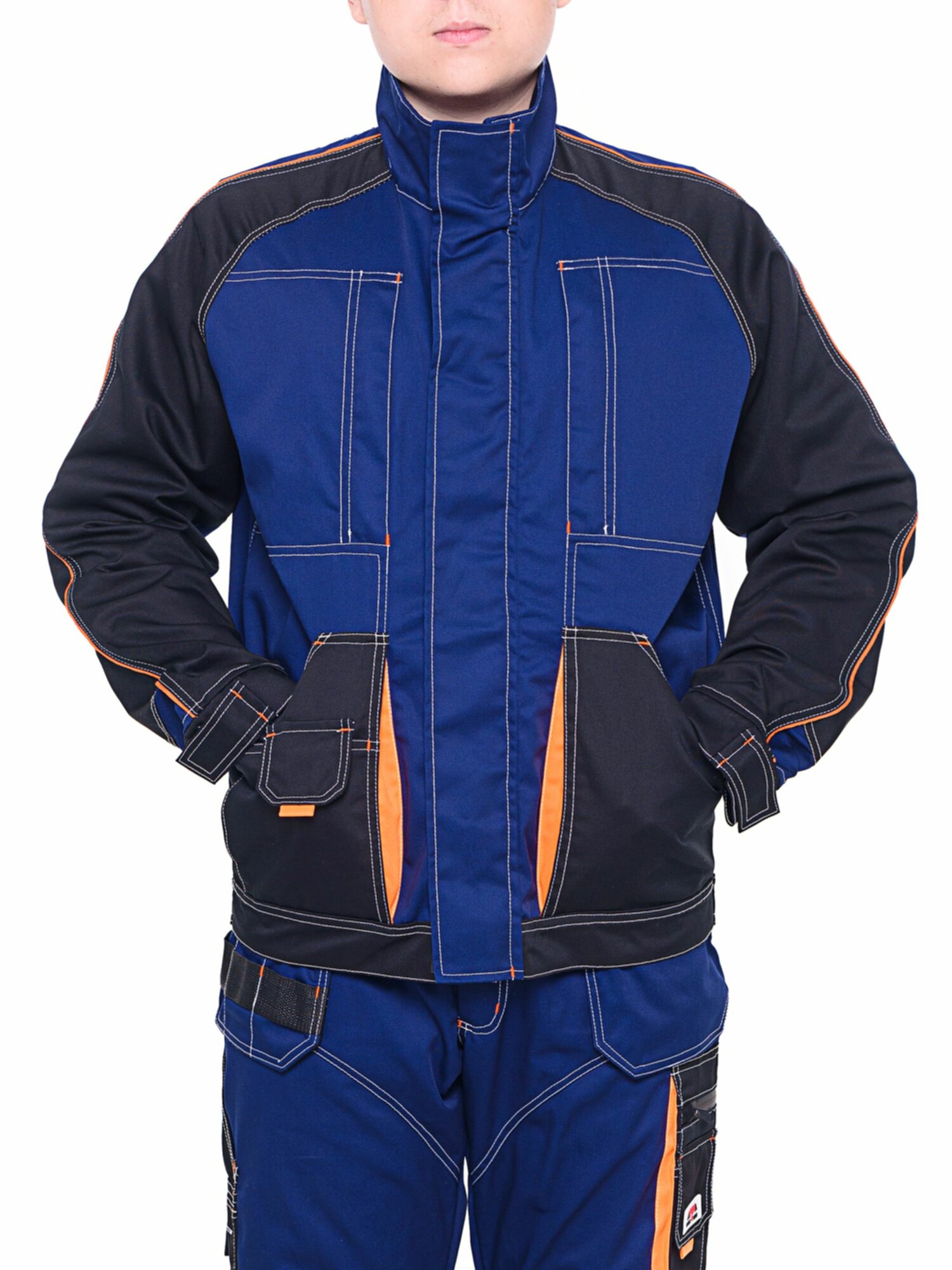 Куртка рабочая Мастер мужская синяя размер 52-54 рост 170-176 летняя много карманов плотная ткань