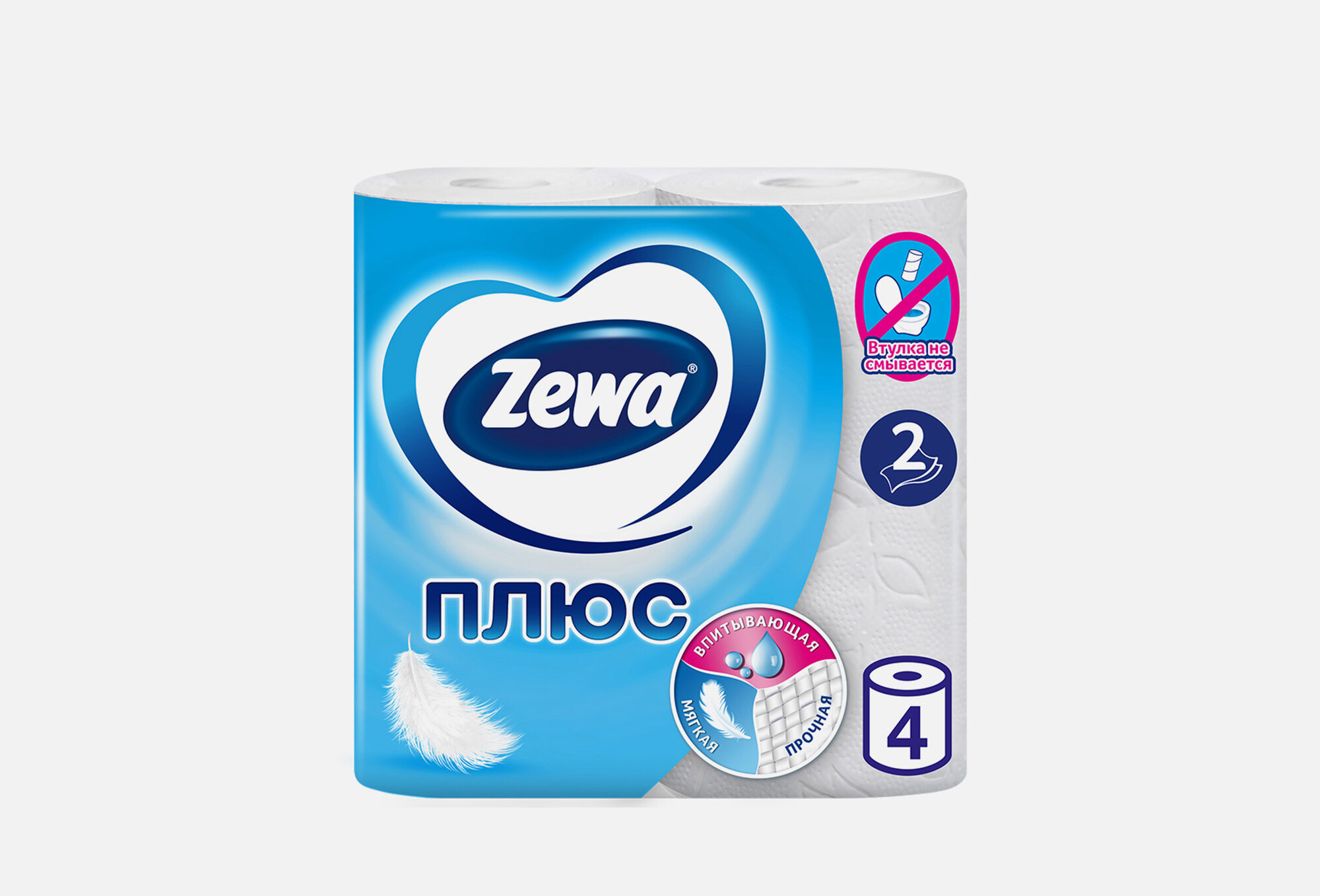 Туалетная бумага неароматизированная ZEWA Plus