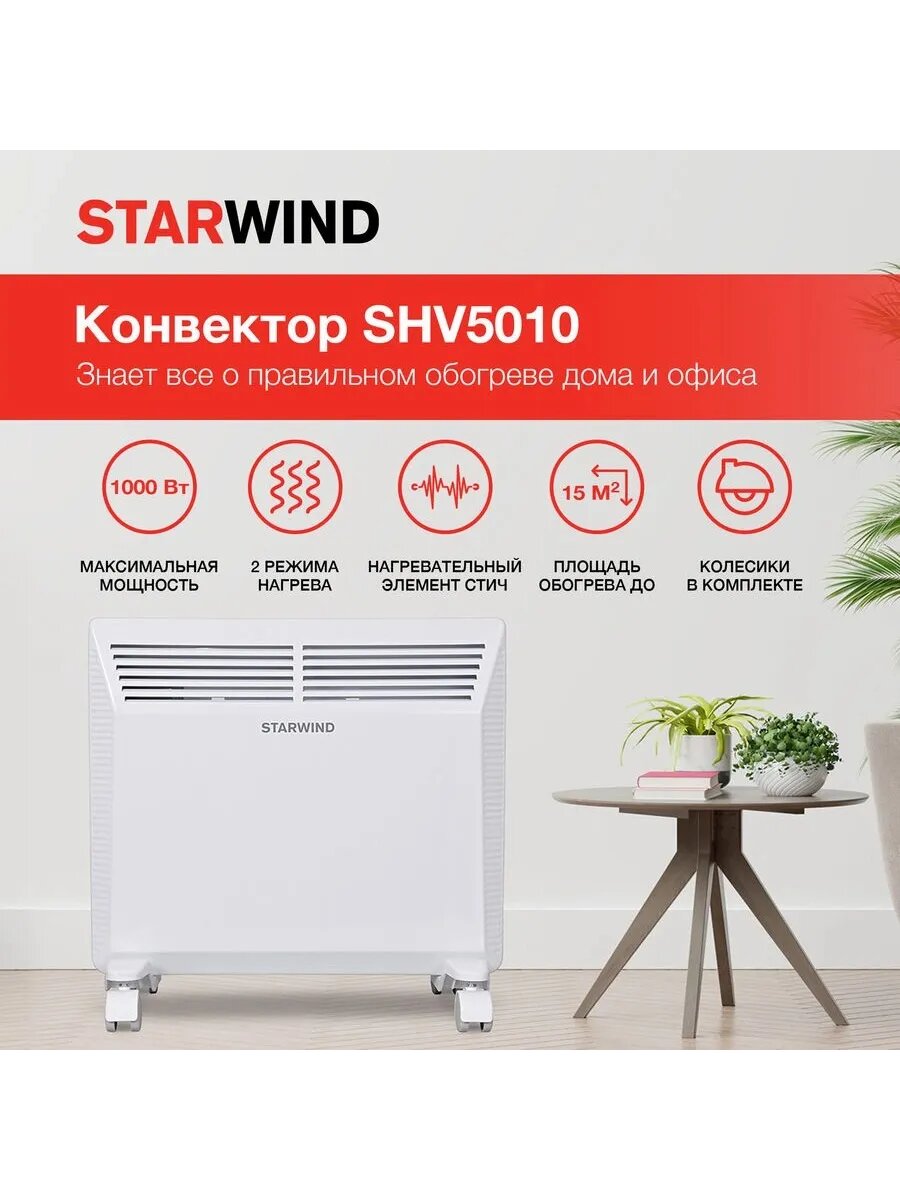 Конвектор SHV5010 1000Вт белый