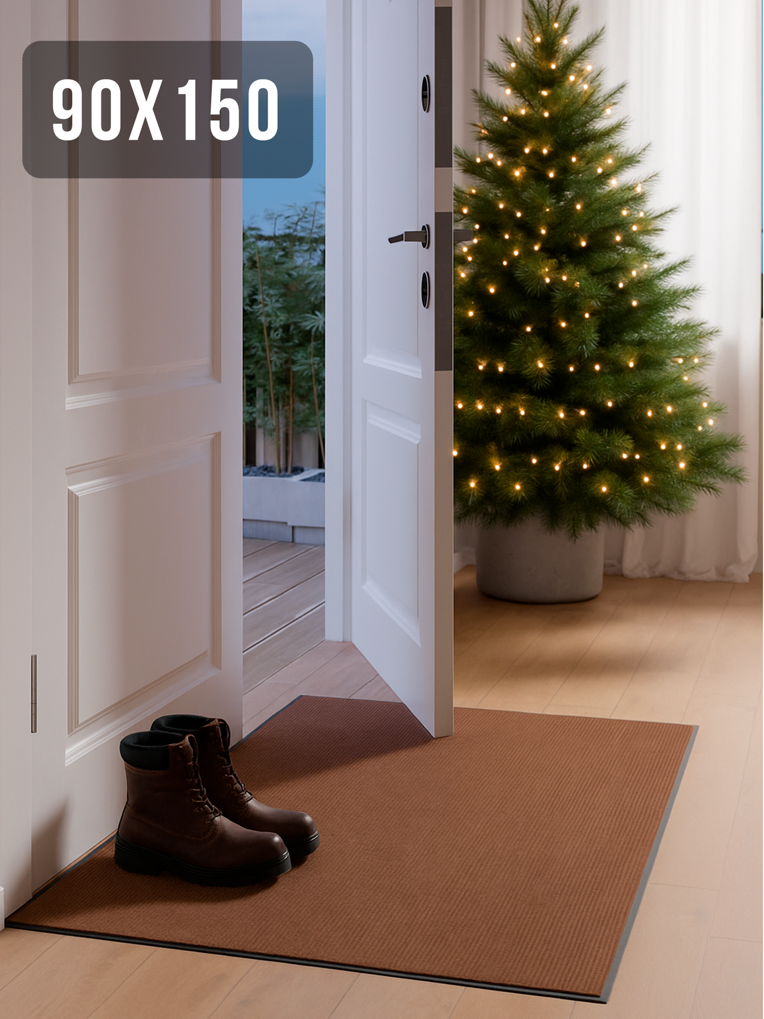 Придверный коврик в прихожую влаговпитывающий 90х150 (коричневый)